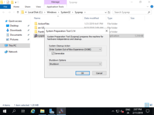 Windows Server 2019 - Sysprep to make golden copy for VDI